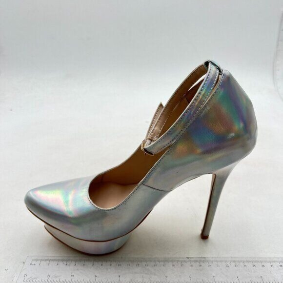 FSJ Iridescent Silver High Heels - Picture 2 of 7